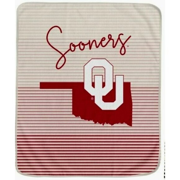Oklahoma Sooners State Stripe Larger Ultra Soft Plush Throw Blanket Licensed - Picture 1 of 5
